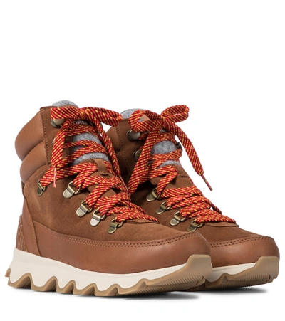 Sorel Kinetic Conquest Felt-trimmed Waterproof Suede And Leather Ankle Boots In Velvet Tan