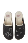 Toni Pons Mysen Faux Fur Lined Espadrille Slipper In Black Dog Fabric