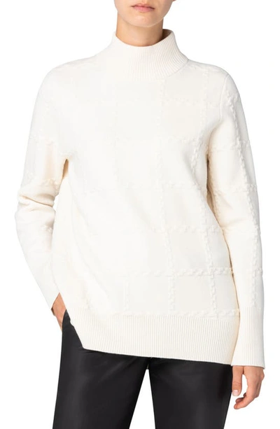 Akris Punto Wool-cashmere Intarsia Knit Turtleneck Sweater In White