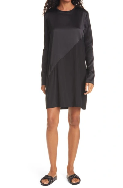Atm Anthony Thomas Melillo Long Sleeve Stretch Silk Minidress In Black