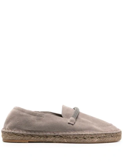 Brunello Cucinelli Monili Embellished Espadrilles In Taupe