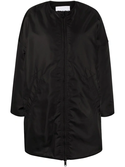 Ganni Collarless Puffer Jacket In Black