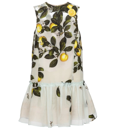 Oscar De La Renta Women's Citrus Primavera Ruffle-hem Shift Dress In Blue