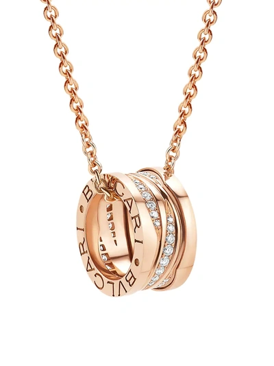 Bvlgari Women's B. Zero1 Design Legend 18k Rose Gold & Diamond Pendant Necklace