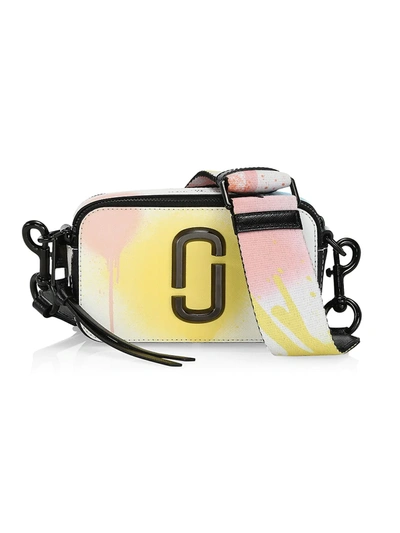 The Marc Jacobs The Snapshot Spray Paint Coated Leather Camera Bag In White Multi