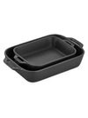 Staub Rectangular Ceramic 2-piece Baking Dish Set In Matte Black