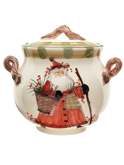 Vietri Old St. Nick Biscotti Jar In Multi