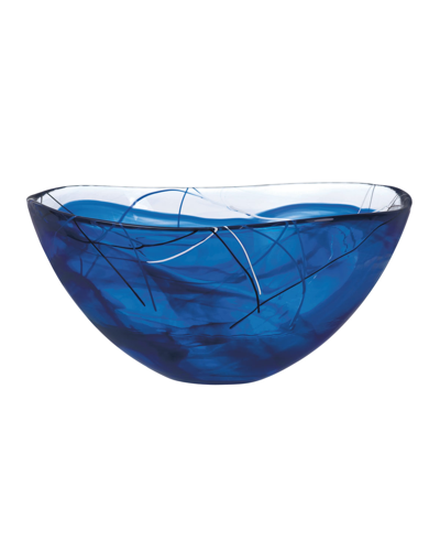 Kosta Boda Large Contrast Glass Bowl In Blue