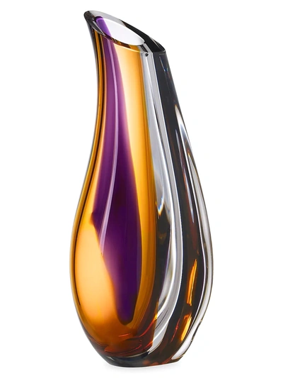Kosta Boda Orchid Vase In Amber/purple