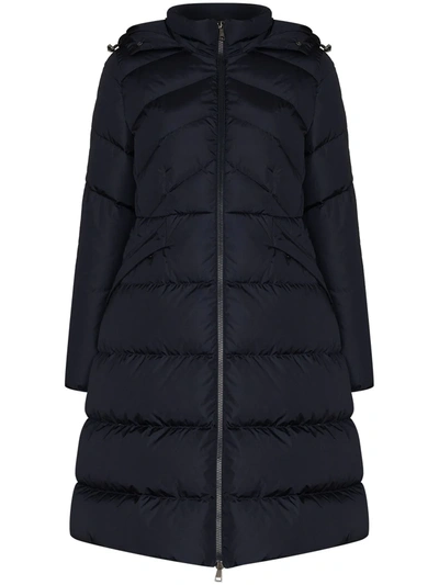 Moncler Hooded Belted Padded Coat In Blue