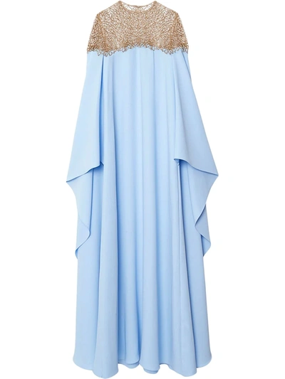 Carolina Herrera Drape-detail Silk Dress In Blue
