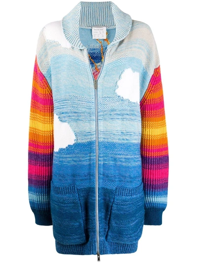 Stella Mccartney Kind Intarsia Wool And Cotton-blend Cardigan In Light Blue,fuchsia,yellow