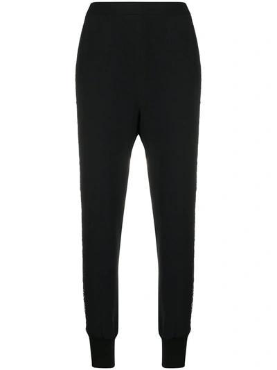 Stella Mccartney Crochet-detail Tapered Track Pants In Black