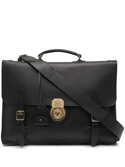 Polo Ralph Lauren Leather Brief Case In Black