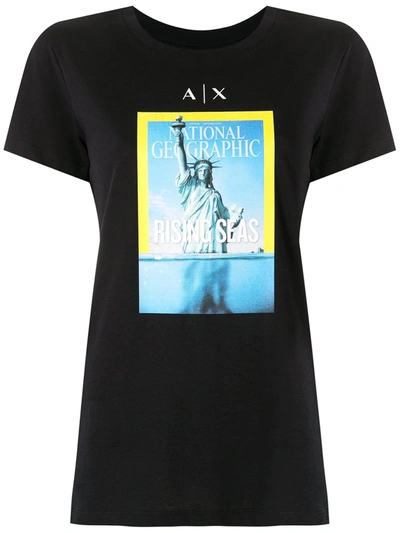 Armani Exchange National Geographic Print T-shirt In Black