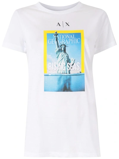 Armani Exchange National Geographic Print T-shirt In White