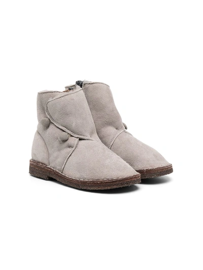 Pèpè Kids' Buttoned Ankle Boots In Grey