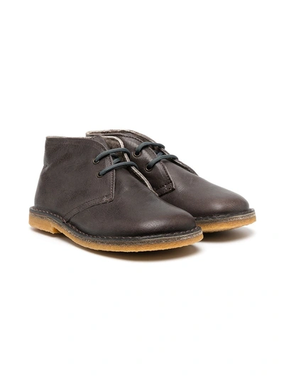 Pèpè Kids' Square Toe Ankle Boots In Brown