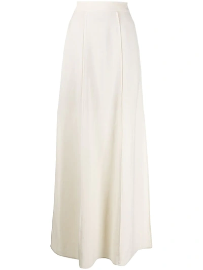 Brunello Cucinelli Linen Twill Maxi Skirt With Side Slits In White