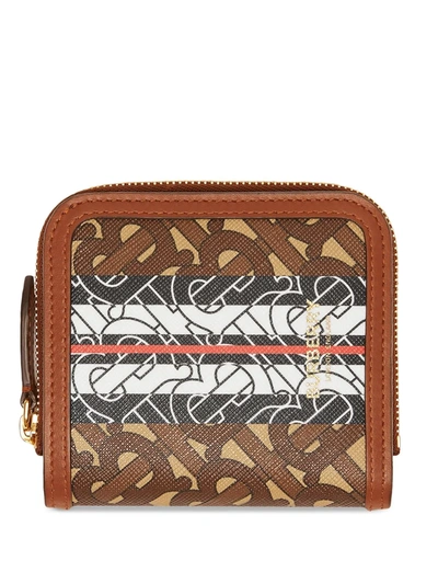 Burberry Monogram Stripe Folding Wallet In Brown