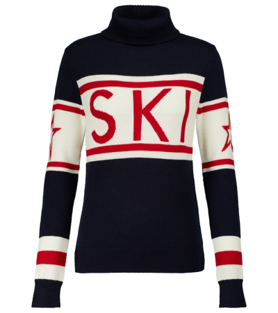 Perfect Moment Schild Ski-intarsia Roll-neck Merino Sweater In Navy