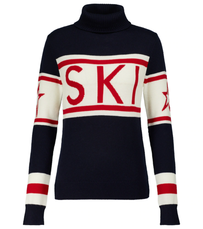 Perfect Moment Schild Ski-intarsia Roll-neck Merino Jumper In Navy