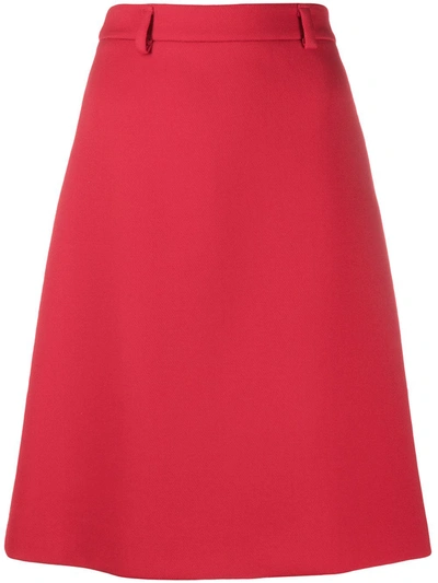 Pre-owned Prada High-waisted A-line Skirt In Red