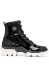 Moncler Helis Stivale Leather Lace-up Hiking Combat Boots In Black
