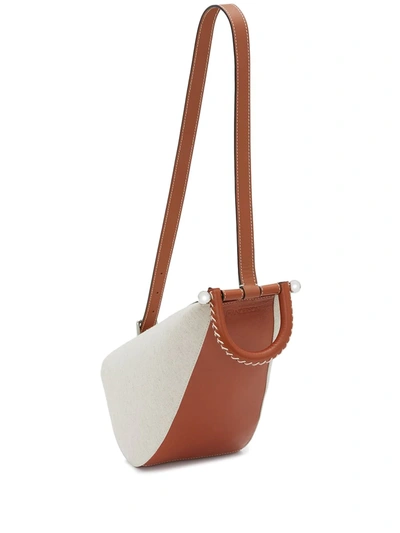 Jw Anderson Two-tone Wedge Shoulder Bag In Neutrals ,brown