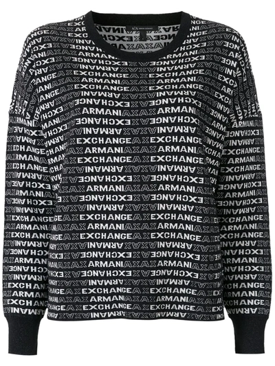 Armani Exchange Logo-intarsia Jumper In Black