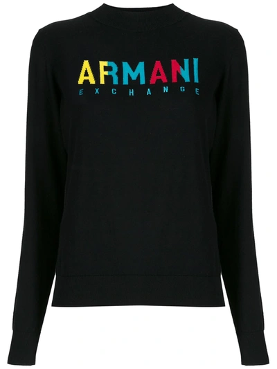 Armani Exchange Logo-intarsia Jumper In Black