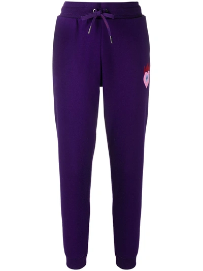 Armani Exchange Embroidered Logo Track Trousers In Purple