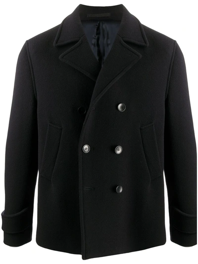Officine Generale Double-breasted Short Coat In Blue
