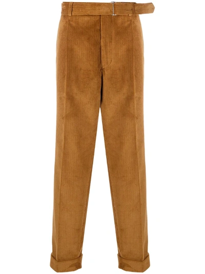 Officine Generale Belted Corduroy Trousers In Brown