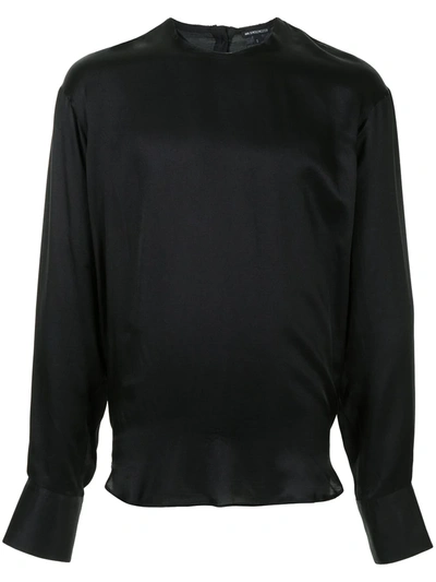 Ann Demeulemeester Long-sleeved Round Neck Shirt In Black
