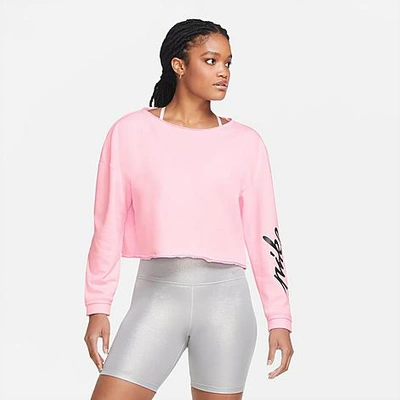 Nike Women's Femme Fleece Crop Crew Sweatshirt In Pink