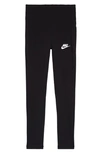Nike Kids' High Waist Leggings In Black/ White