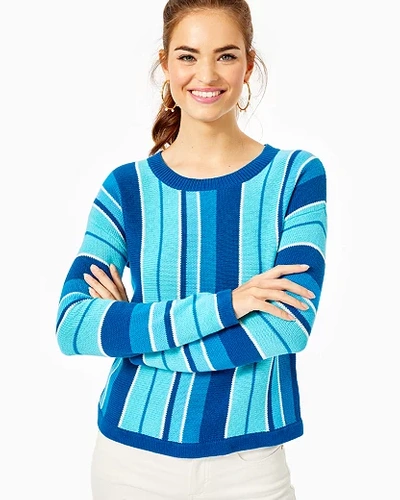 Lilly Pulitzer Daryn Sweater In Bikini Blue Island Jungle Multi Stripe