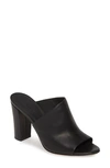 Vince Hanna Block Heel Slide Sandal In Black Leather