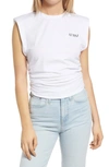 Afrm Billie Side Ruched Crop Tank In White