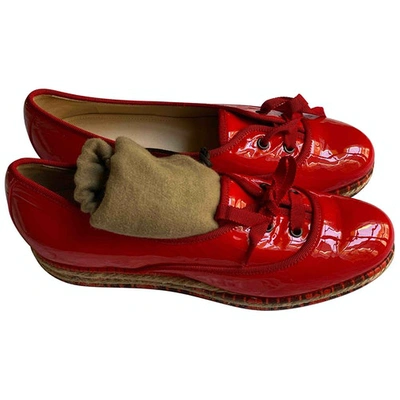 Pre-owned Bottega Veneta Patent Leather Lace Ups In Red