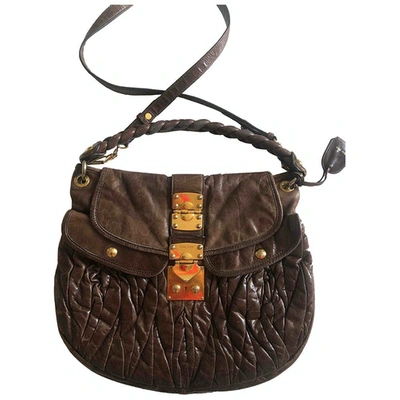 Pre-owned Miu Miu Coffer Leather Handbag In Brown