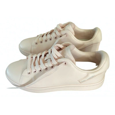 Pre-owned Raf Simons Leather Trainers In Pink
