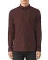 Allsaints Huntingdon Slim Fit Button-down Shirt In Mahogany Red