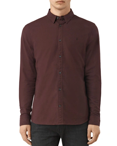 Allsaints Huntingdon Slim Fit Button-down Shirt In Red