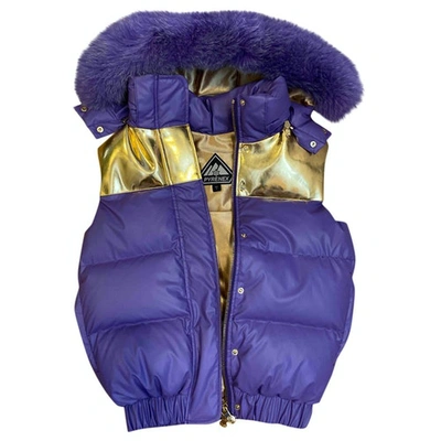 Pre-owned Pyrenex Faux Fur Biker Jacket In Purple