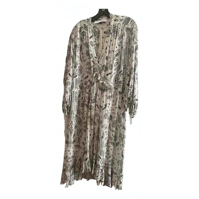 Pre-owned Iro Silk Mid-length Dress In Ecru