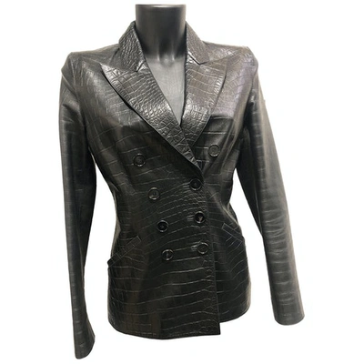Pre-owned Emilio Pucci Leather Biker Jacket In Black