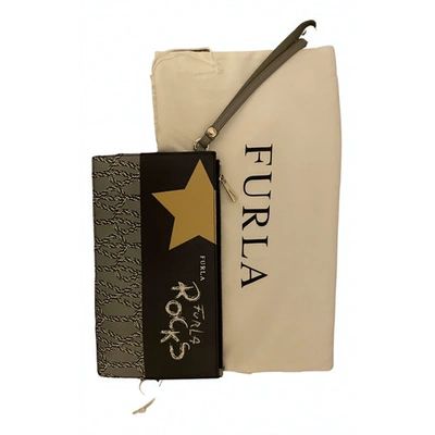 Pre-owned Furla Patent Leather Clutch Bag In Grey