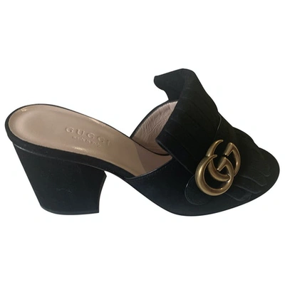 Pre-owned Gucci Marmont Sandal In Black
